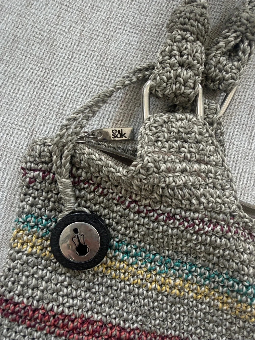 The SAK Belle Purse Crochet Handbag Voyager Stripe Tote shoulder bag boho